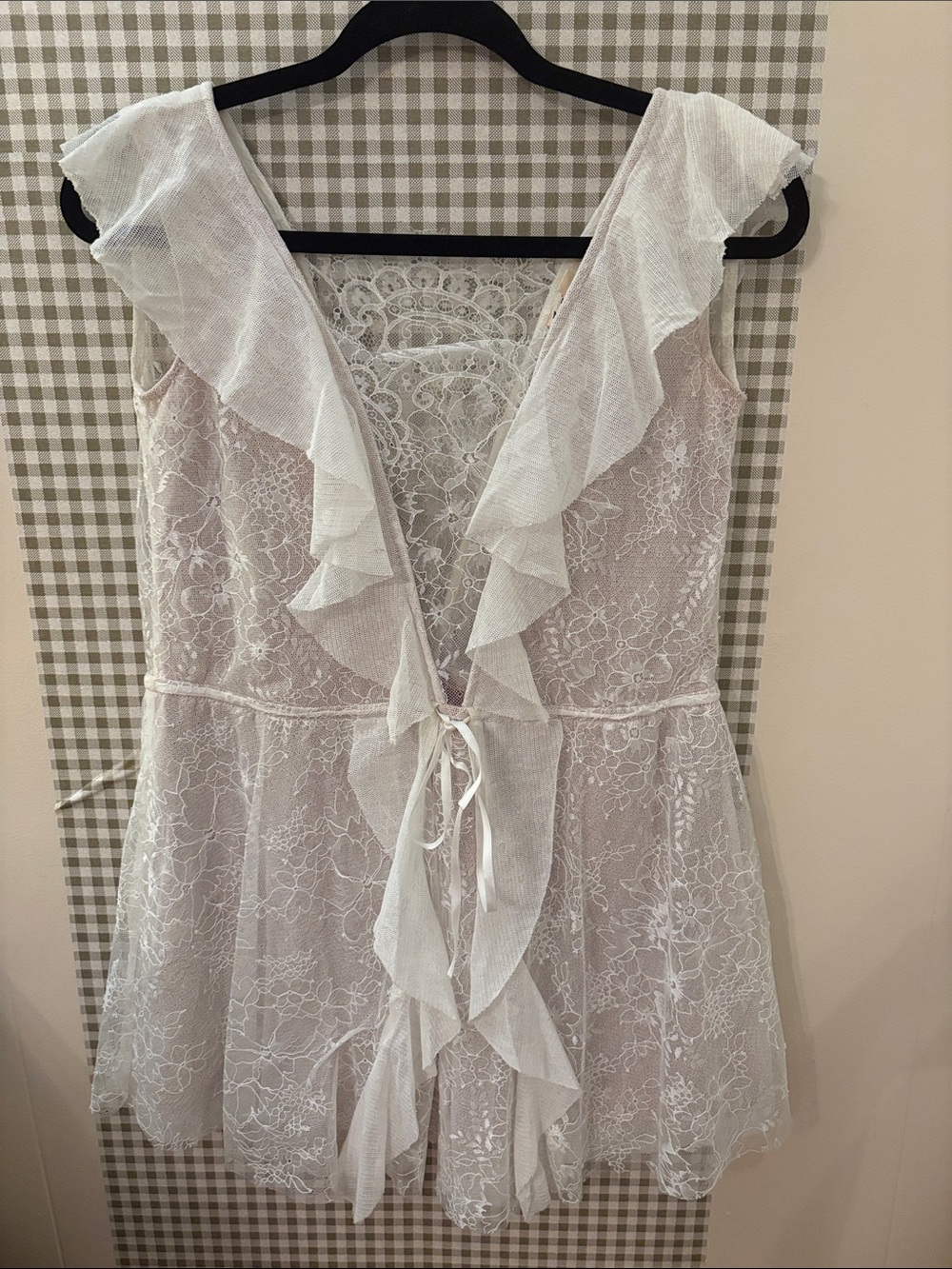 For Love And Lemons White Lace Ruffle Tie-Front Babydoll